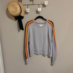 Anthropologie Maeve Grey Striped Cropped Sweater XL
